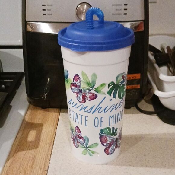 Set of 2 White & Blue 75oz Tumblers & Straws - Picture 4 of 6